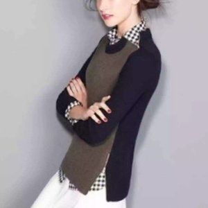 J Crew Double Zip Color Block pullover Sweater S